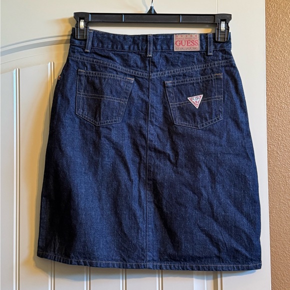 Guess Dresses & Skirts - VTG Authentic GUESS Women's Press Denim Blue Skirt. Size 16 (Waist 14”).